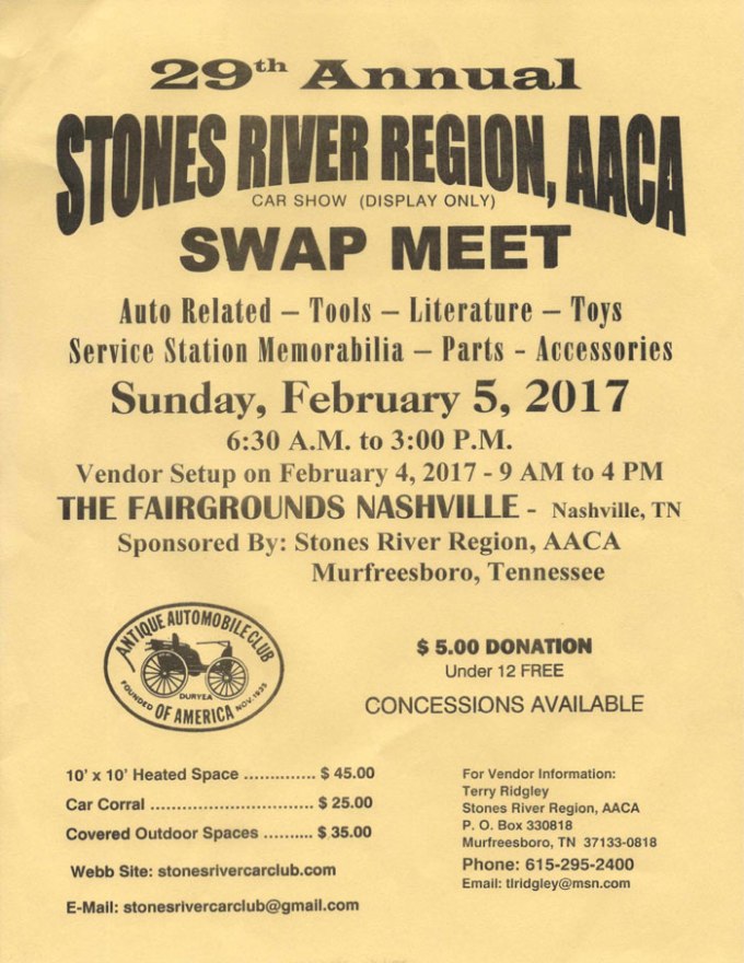 Stones River AACA Region Swap Meet Honk, Rattle & Roll Touring Region
